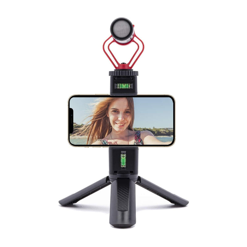 Movo Smartphone Vlogging Kit with Phone Tripod Mount, Shotgun Mic, and Mini Tripod for Camera - On Camera Microphone Compatible with iPhone and Android - Handheld Tripod and Directional Microphone