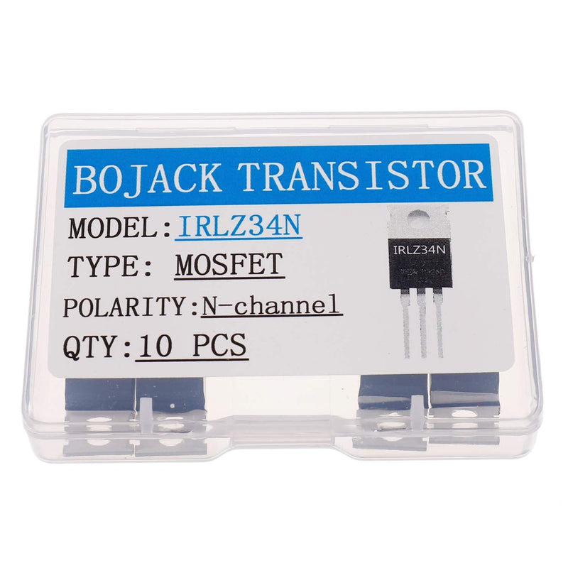 BOJACK IRLZ34N MOSFET 30 A 55 V IRLZ34NPBF N-Channel Field Effect transistors TO-220AB (Pack of 10 Pcs)