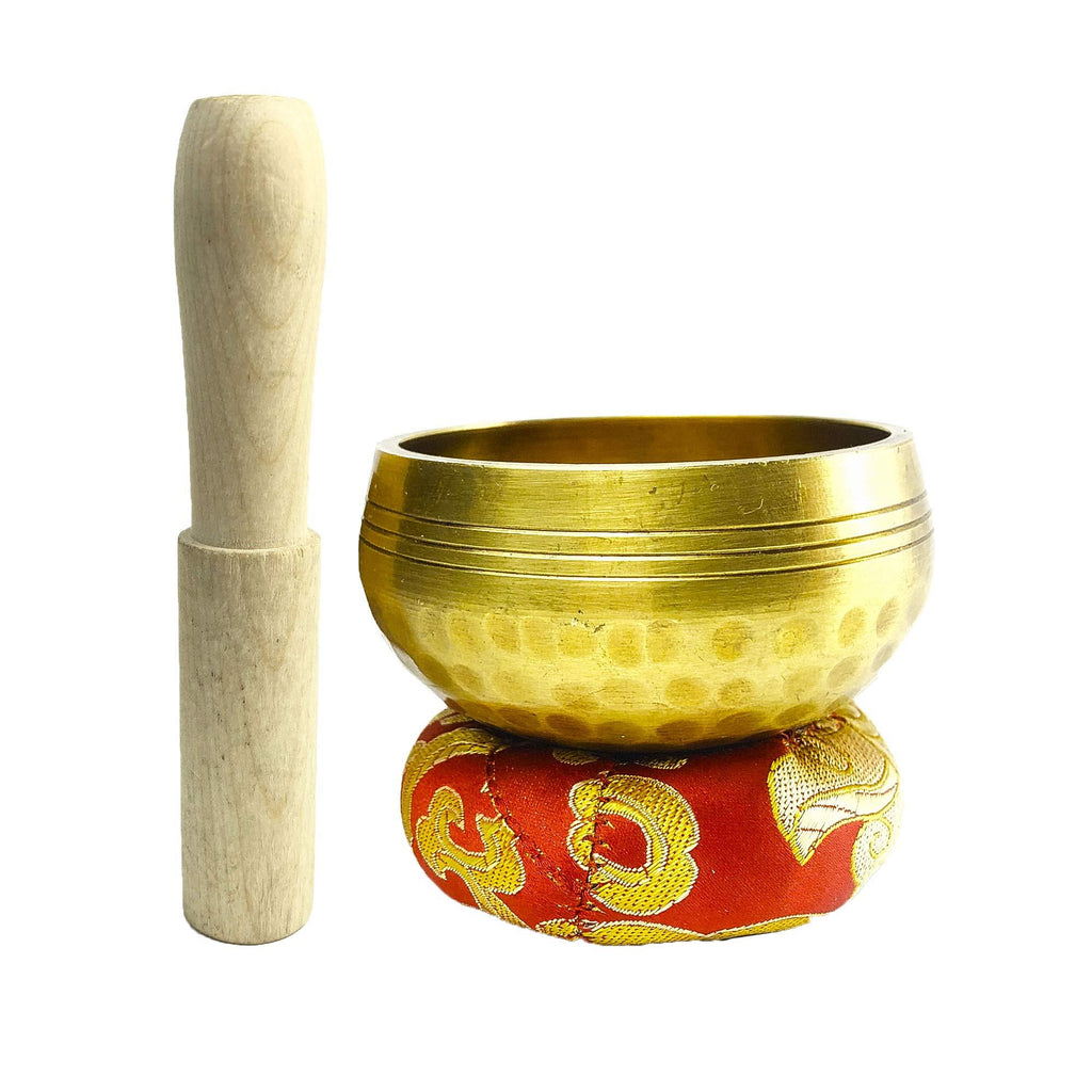 Tibetan singing and meditation bowl set, with cushion and wooden mallet, yoga, prayer, chakra healing, 3.1 inches easy to carry