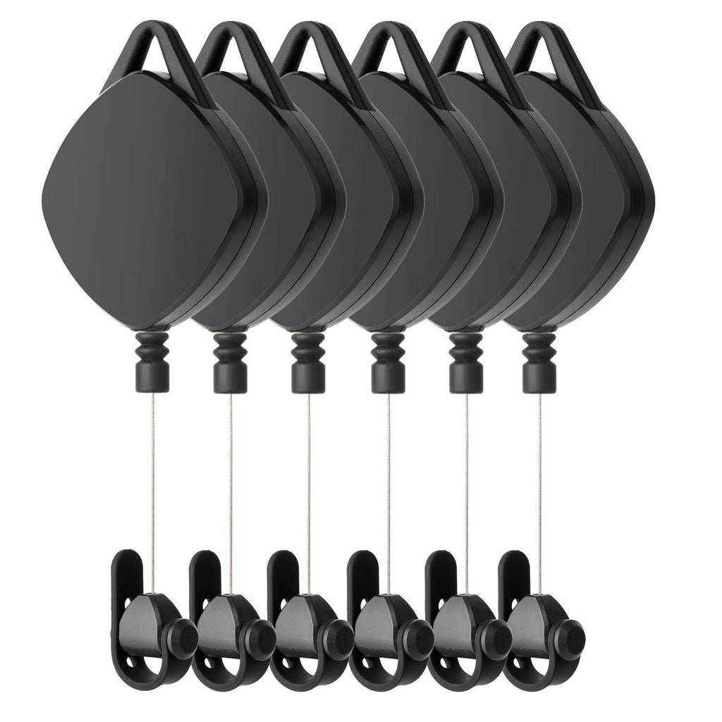 VR Cable Management(6 Packs) Retractable Ceiling Pulley System for Oculus Rift/Rift S/HTC Vive/Vive Pro Data Charging Wire for Quest2/Quest/GO/Valve Index VR Accessories (Black) Black