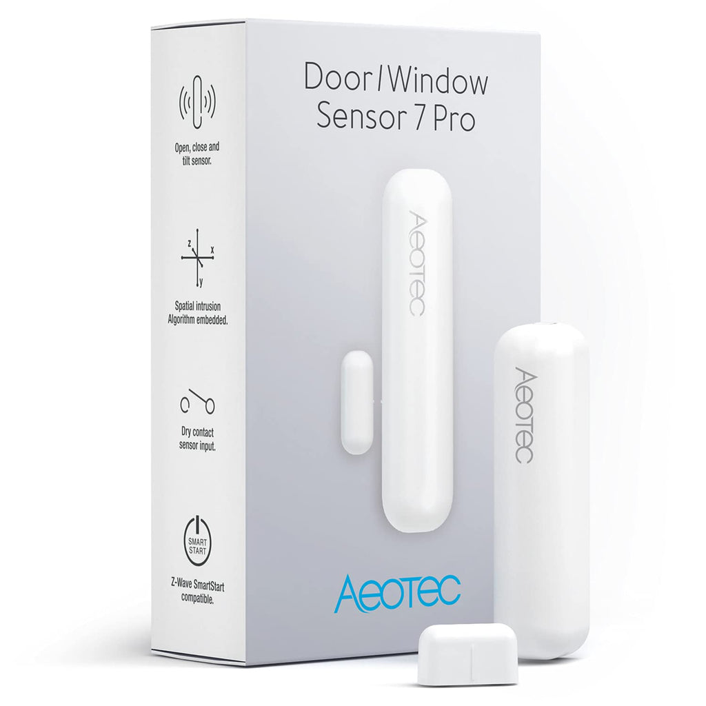 Zwave Door Sensor Window Sensor, Z-Wave Plus Enabled Aeotec 3-1 Door Window Sensor 7 Pro, Zwave Hub Required, Gen 7, White (Door/Window Sensor 7 Pro) Pro Version