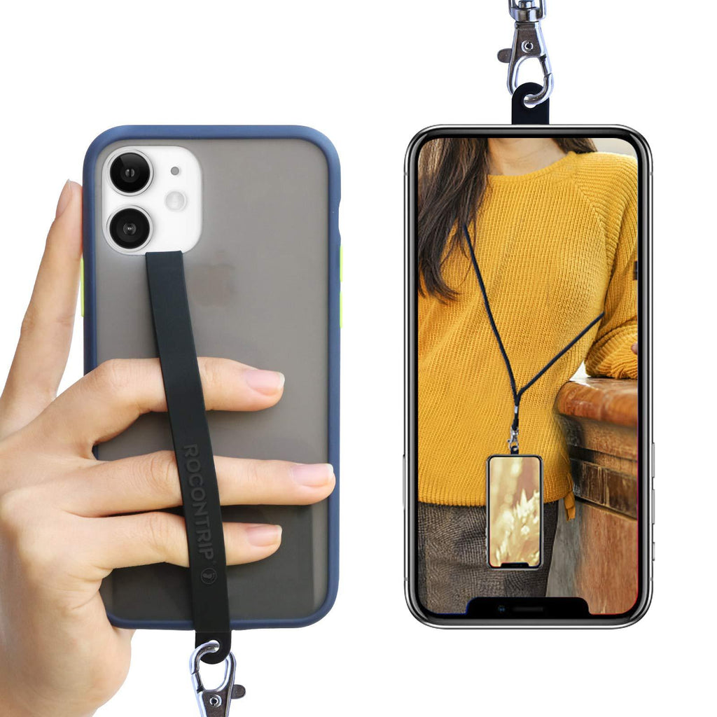 Silicone Phone Lanyard 3 in 1 Phone Grip Universal Crossbody Lanyard (black) Black