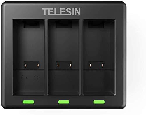 TELESIN 3 Channel Triple Battery Charger with 2-Pack Replacement Batteries withType-C Cable for GoPro Hero 9 Black, Fully Compatible with Go Pro 9 Original Charger and Battery (Single Charger) Single charger