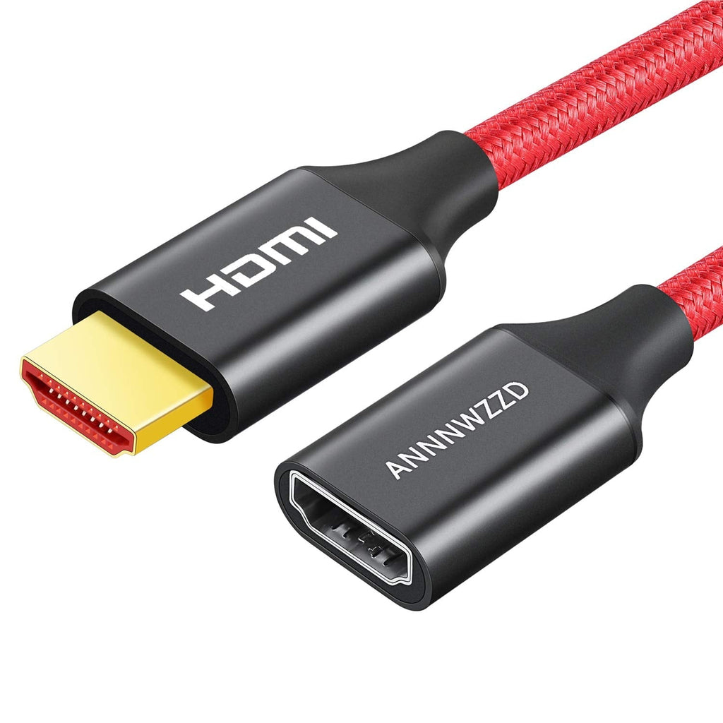 ANNNWZZD HDMI 2.0 Extension Cable 4K 60Hz HDMI Male to Female Supports 3D, Full HD, 2160p, Audio Return Channel (1.5FT) 1.5FT