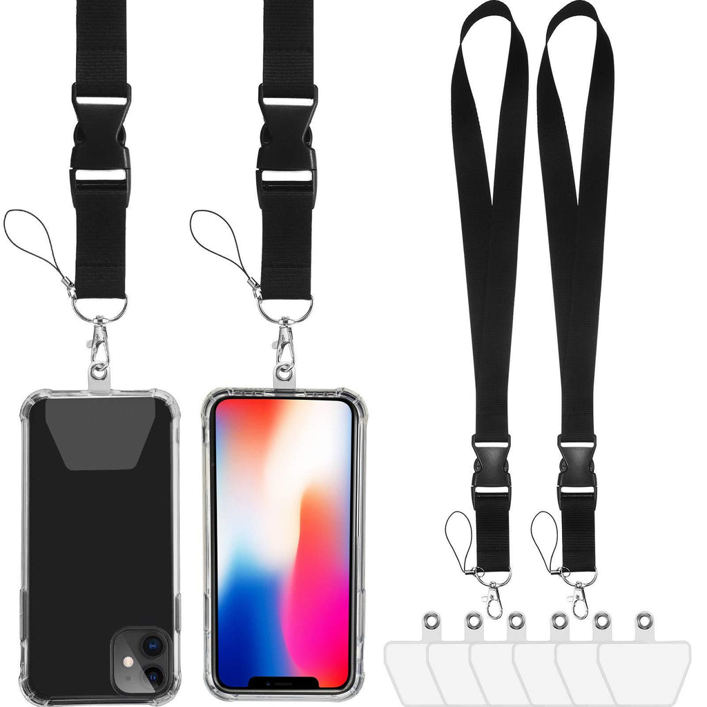 4 Pieces Nylon Phone Lanyard, Adjustable Phone Lanyard Neck Straps with 6 Adhesive Tabs, Detachable Cell Phone Strap with Patch for Phone Case ID Badges Holder