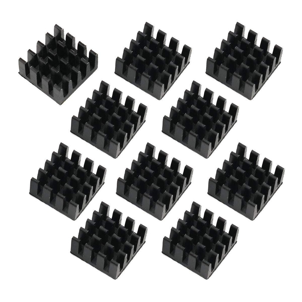 E-outstanding Heatsink 10PCS 14x14x7mm Aluminium Radiator Cooling Fin with 3M-8810 Thermal Adhesive for Raspberry Pi,VGA RAM,IC Chips,Mosfet SCR