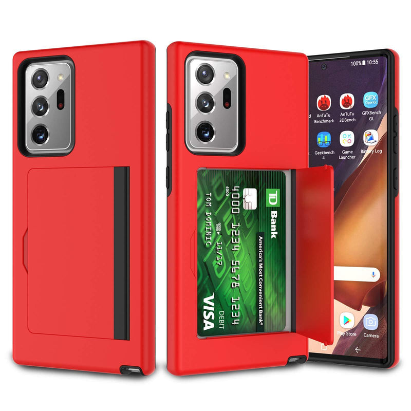 Thybx Case for Samsung Galaxy Note 20 Ultra 5G, for Galaxy Note 20 Ultra Wallet Case with Card Holder [Tcard] Dual Layer Hybrid Rugged Rubber Bumper Hidden Credit Card Slot Phone Cover [Red] Red