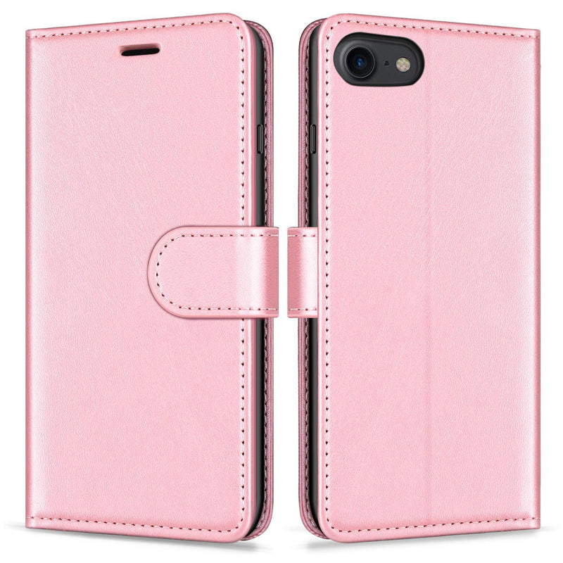 ykooe Compatible with iPhone 7/8 Case 4.7" iPhone SE 2020 Wallet Case Classic PU Leather Flip Fold Protective Cover with Card Holder and Magnetic Closure for Women, Rose Gold