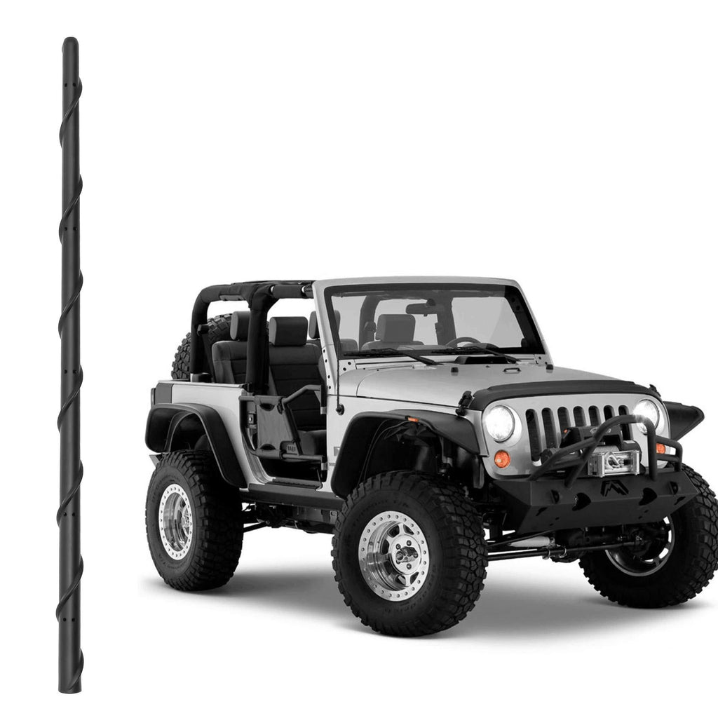 KSaAuto Spiral Antenna Compatible with Jeep Wrangler JL JK JKU JLU Rubicon Unlimited Sahara Gladiator (2007-2021) | 16" Flexible Stub Antenna Replacement | Upgrade Designed for Premium Radio Reception
