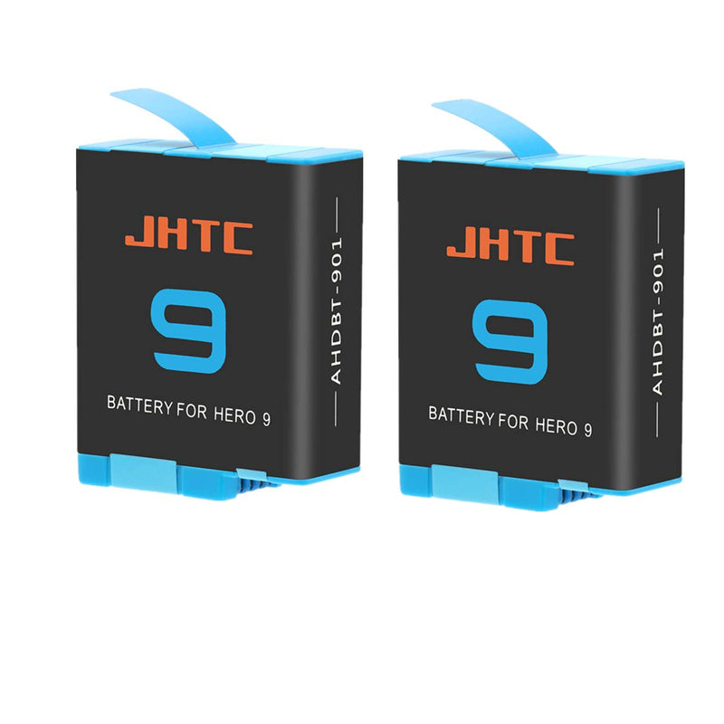 JHTC 2 Pack 1800mAh Hero 9/10 Battery Replacement，Rechargeable Replacement Batteries for GoPro Hero 9/10 Camera(Fully Compatible with Original)
