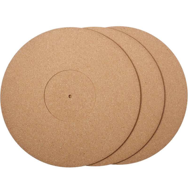 3 Pieces Cork Turntable Mats in 12 Inch x 3 mm Recessed Turntable Platter Cork Mat Cork Record Mats with High Fidelity for Vinyl LP Record Players Audiophile Reduce Noise
