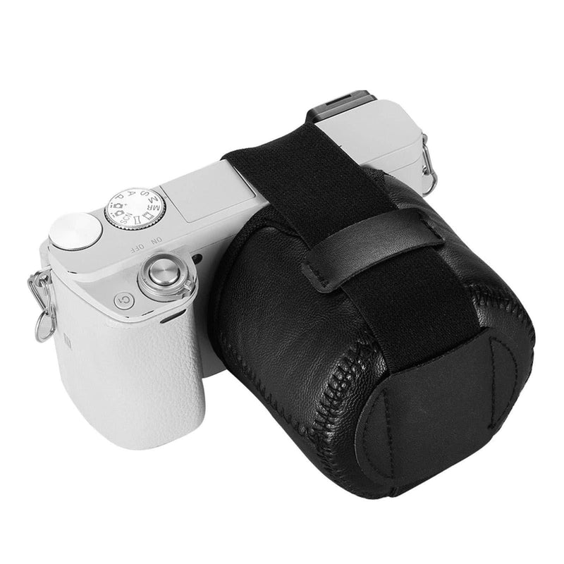 CALIDAKA Camera Lens Cap, Front Lens Cap Covering with Elastic Cap Keeper, PU Leather Camera Lens Case, SLR Camera Lens Protector Anti-Scratch Dust-Proof Portable Camera Lens Cap Large
