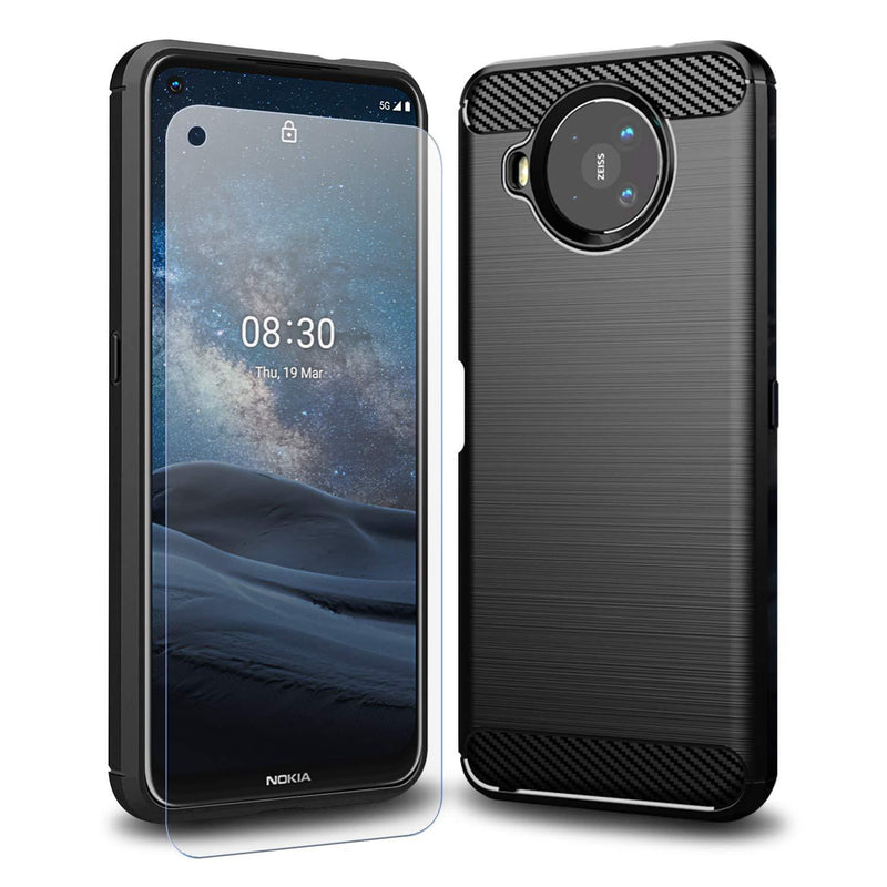 Olixar Case with Screen Protector for Nokia 8.3 5G, Stylish 2 in 1 Protection - Defend Your Phone & Screen from Drops, Shocks and Scratches - Olixar Sentinel - Black