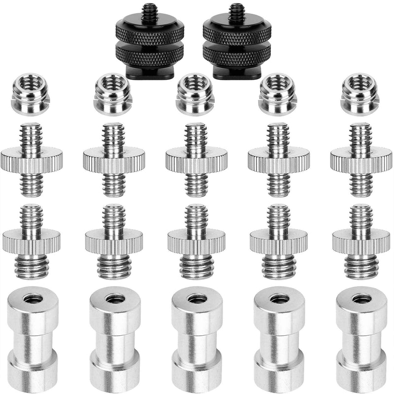 Camera Mount Screw,ChromLives 1/4 to 3/8 Tripod Screw Adapter,1/4 to 1/4 Screw,3/8-20 Converter Thread Screw Adapter,Camera Hot Shoe Mount Adapter to 1/4 for Camera Monopod,Ballhead Flash Light,22Pack Camera Mount Screw