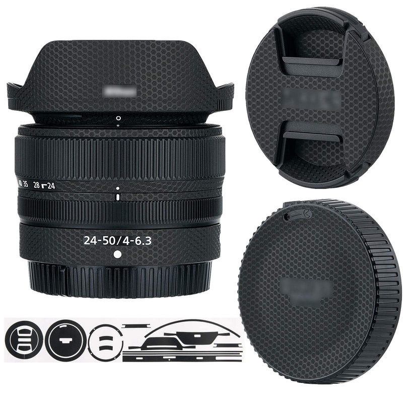 Anti-Scratch Anti-Wear Cover Skin Protector Wrap Kit for Nikon Nikkor Z 25-50mm F4-6.3 Lens Body Front Cap Rear Cap and for HB-98 Lens Hood - Matrix Black Sticker Film