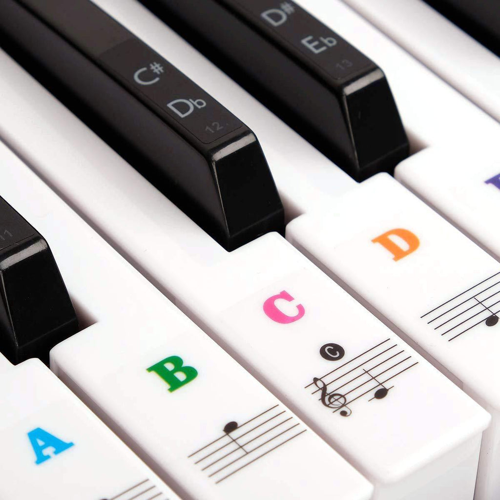 Piano Stickers for Keys, Beginners and Kids Transparent Removable Piano Keyboard Stickers, Full Set Black&White Keys for 37/49/54/61/88 Keyboards, Multi Color