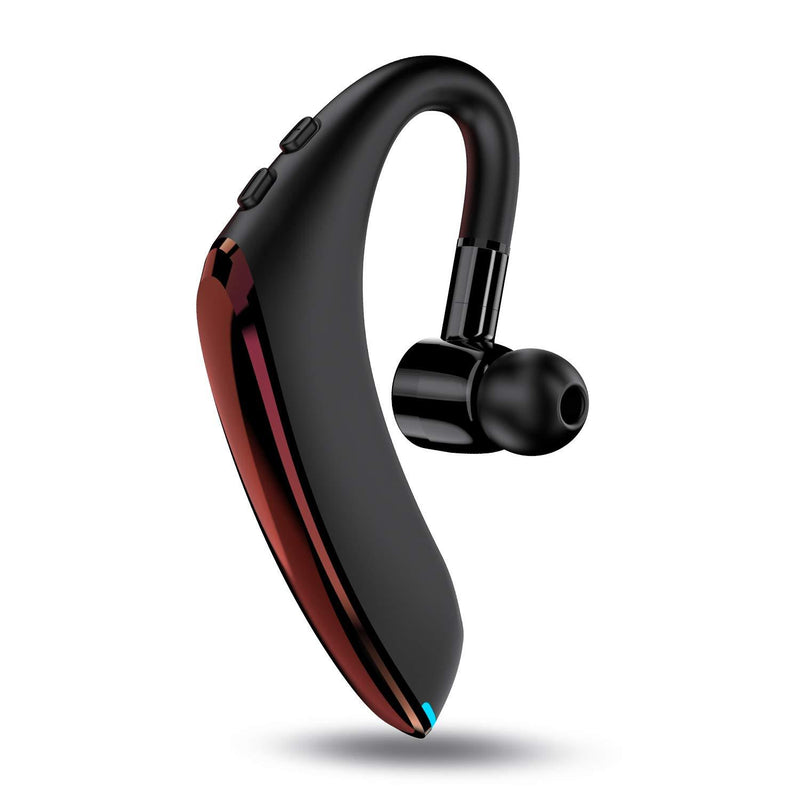 Bluetooth Headset V5.0 Wireless Bluetooth Earpiece 25 Hrs Talktime 230 Hours Standby Time, Fit Your Both Ear, Handsfree Headset with Noise Cancelling Mic, Compatible with iPhone and Android (Red) Red