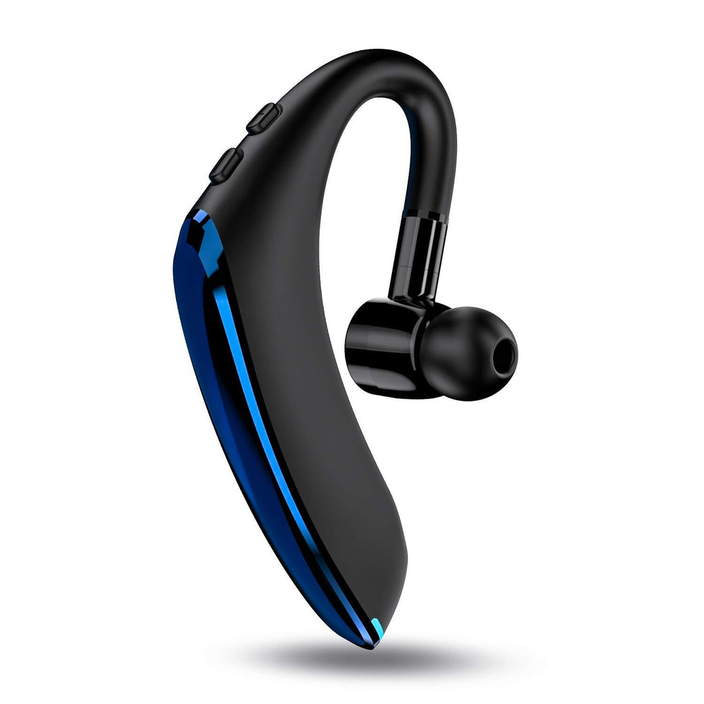 Bluetooth Headset V5.0 Wireless Bluetooth Earpiece 25 Hrs Talktime 230 Hours Standby Time, Fit Your Both Ear, Handsfree Headset with Noise Cancelling Mic, Compatible with iPhone and Android (Blue)