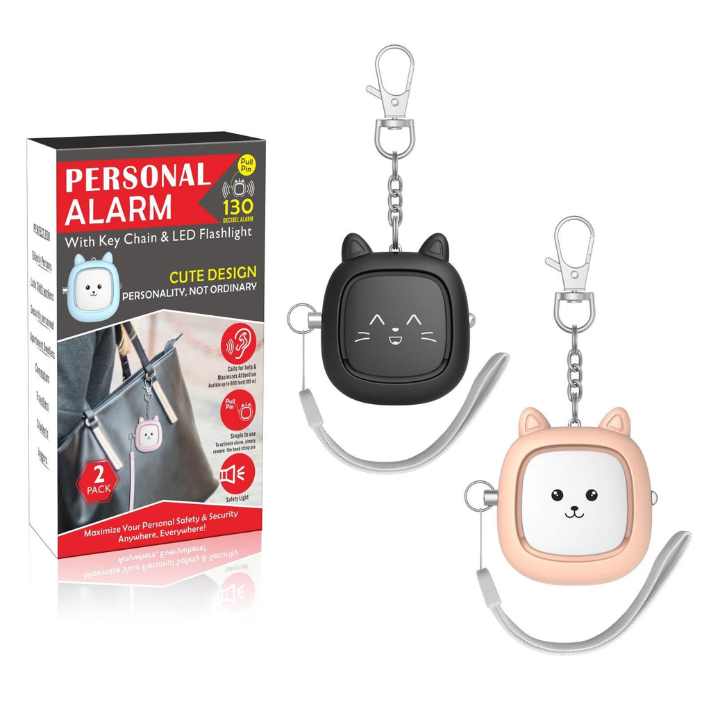 Safe Sound Personal Alarm,2 Pack 130 dB Loud Siren Song Emergency Safety Alarm Keychain with LED Light, Self Defense Siren - Safety Alarm for Women, Men, Children,Elderly (Black/Soft Pink) Black/Soft Pink