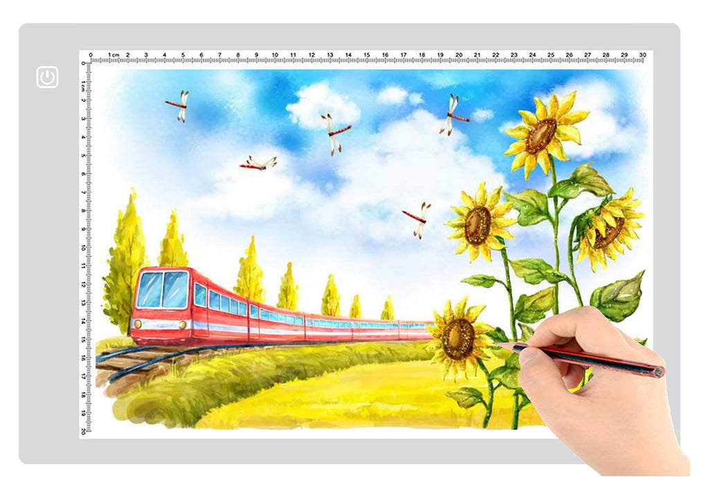 A4 Ultra-Thin Portable LED tracing Light Box Dimmable Brightness LED Art Tracing Pad for Artist Drawing Sketching Animation Stencilling and 5d Diamond Painting (Silver, A4) Silver