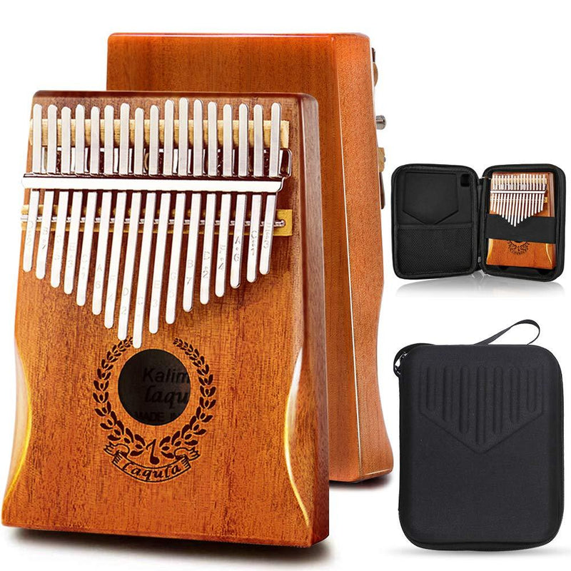 Kalimba 17 Keys Thumb Piano - Portable Mbira Sanza Finger Piano Professional Musical Instrument with Protective Case, Study Instruction, Tuning Hammer Gift for Kids Adults Beginners Light Mahogany