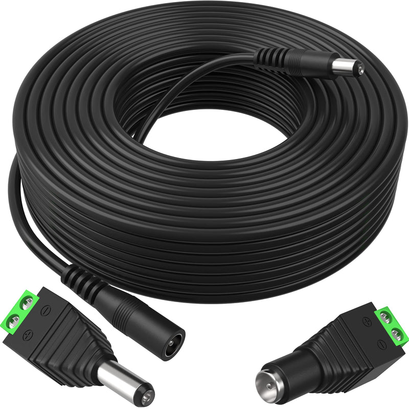 30Ft 10m 2.1x5.5mm 12V DC Power Extension Cable Pure Copper for CCTV Security Camera IP Cameras LED DVR Multi-Use Cord 33Ft for Technology Devices That Accept Standalone Plug Kit Black