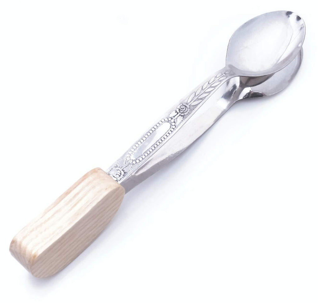 Professional Metal Steel Traditional Percussion Spoons with Wooden Handle - Musical Instrument for Easy Play Irish Folk Music Sound