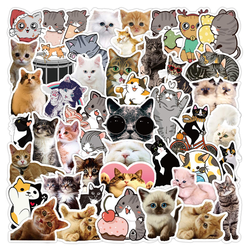 Cat Stickers| 50 PCS | Vinyl Waterproof Stickers for Laptop,Skateboard,Water Bottles,Computer,Phone,Guitar,Cat Stickers for Kids Adult (Cat Stickers) Cat Stickers
