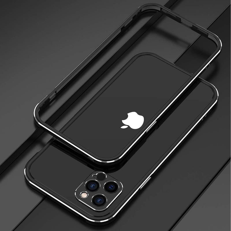 HENGHUI Case Compatible with iPhone 12 Pro Aluminium Alloy Bumper Case with Camera Lens Protector Metal Frame Cover (Black) Black