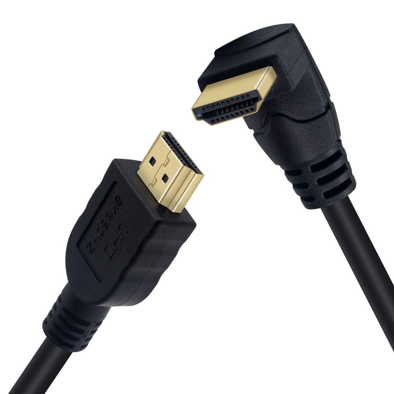 Poyiccot 8K HDMI Cable 2feet, HDMI 2.1 Cable 90 Degree Up Angle HDMI Male to Male 8K HDMI Cable 48gbps 2.1 Cable Support 8K@60Hz 4K@120 7680P 8K HDMI 2.1 Cable for TV/Xbox /PS4 /PS5(M/M Up) Up Angle 8K HDMI Cable