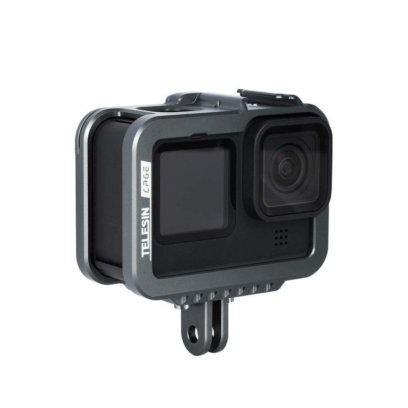 TELEISN Aluminum Case Frame for GoPro Hero 10 Hero 9 Black,Multi-Function Frame,Skeleton Housing with Microphone Mic Mount for Hero 10/9 Black (for Hero 10/9)