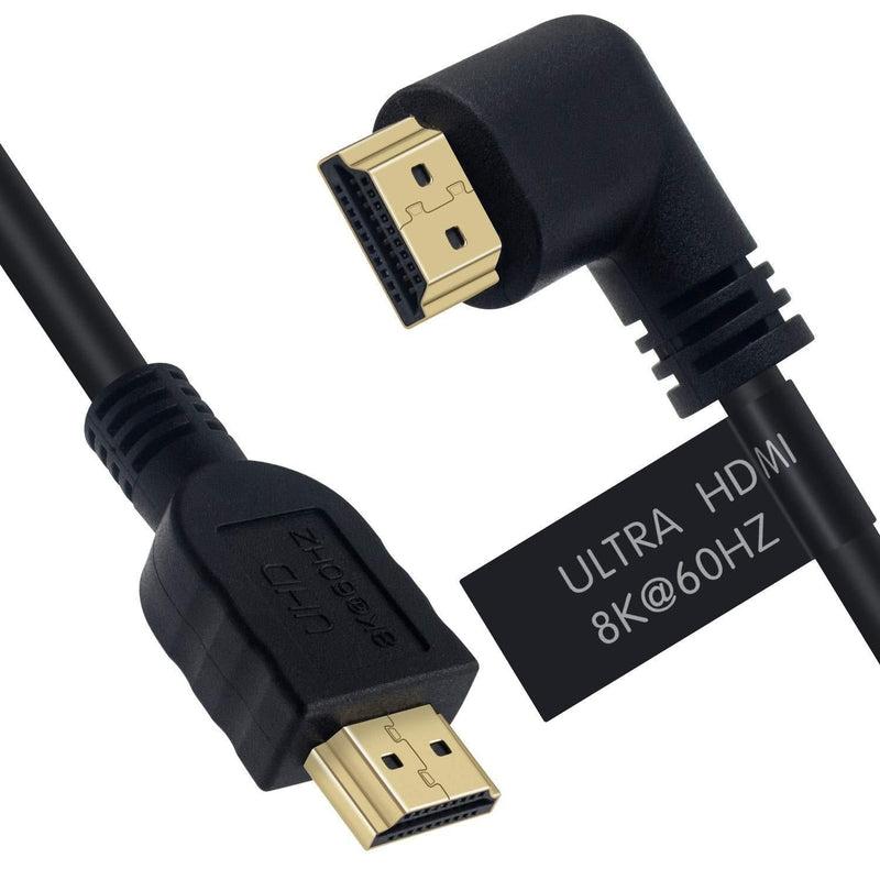 Poyiccot 8K HDMI Cable 2feet, HDMI 2.1 Cable 90 Degree Left Angle HDMI Male to Male 8K HDMI Cable 48gbps 2.1 Cable Support 8K@60Hz 4K@120 7680P 8K HDMI 2.1 Cable for TV/Xbox /PS4 /PS5(M/M Left) Left Angle 8K HDMI Cable