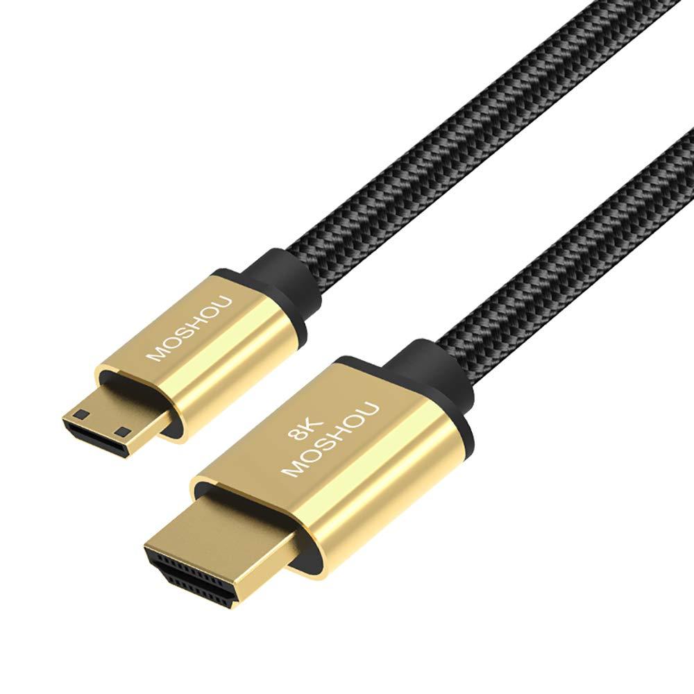 8K Mini HDMI to HDMI Cble SIKAI Ultra High Speed HDMI 2.1 Cable Support 8K@60Hz, 4K@120Hz, 48Gbps, eARC, HDR10, HDCP2.2 Compatible with Camera, Camcorder, Laptop, Raspberry Pi Zero W (25cm) 25cm