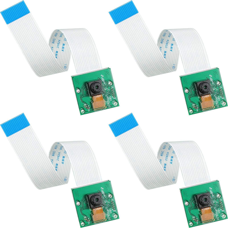 4 Pieces 5 Megapixels 1080p Sensor OV5647 Mini Camera Module with 6 Inch 15 Pin Ribbon Cable Compatible with Raspberry Pi Model A B B+, Pi 2 and Raspberry Pi 3, 3 B+, Pi 4