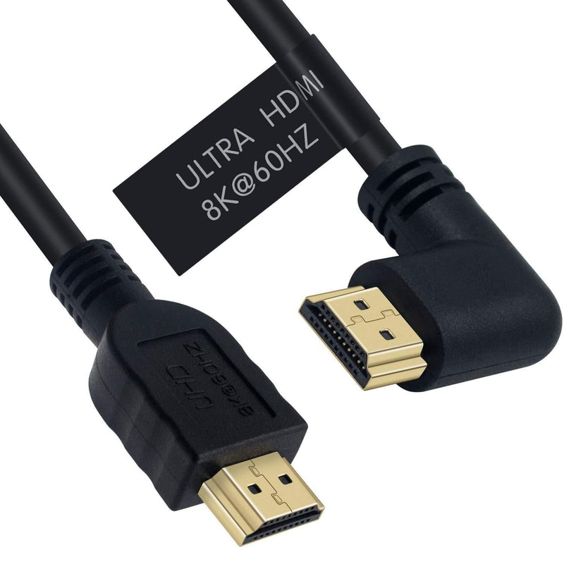 [AUSTRALIA] - Poyiccot 8K HDMI Cable 2feet, HDMI 2.1 Cable 90 Degree Right Angle HDMI Male to Male 8K HDMI 48gbps 2.1 Cable Support 8K@60Hz 4K@120 7680P 8K HDMI 2.1 Cable for TV/Xbox /PS4 /PS5(M/M Right) Right Angle 8K HDMI Cable 