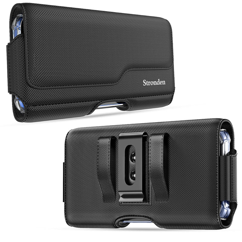 Stronden Holster for iPhone 13, 13 Pro, 12, 12 Pro, 11, XR - Nylon Holster Belt Case with Metal Clip & Magnetic Closure, Nylon Pouch Holster Phone Holder (Fits Otterbox Commuter/Aneu Case on)