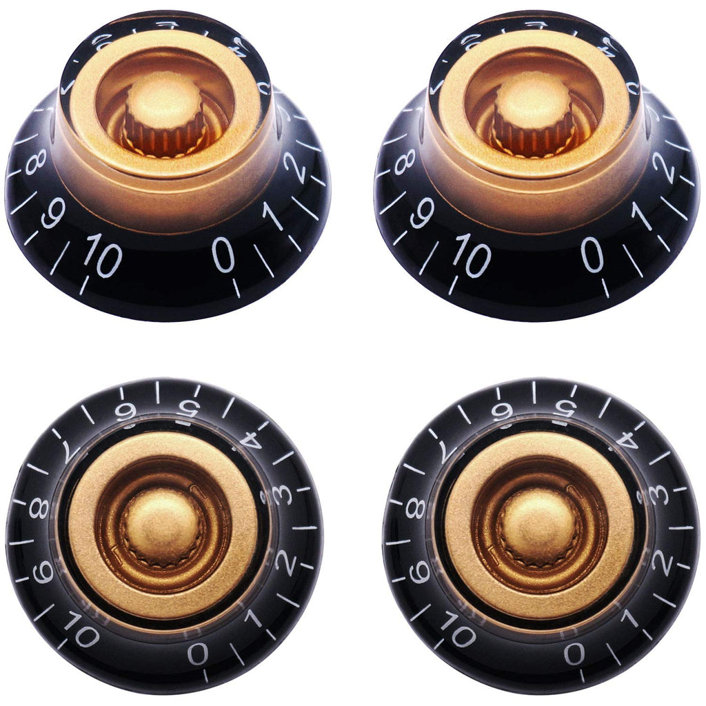 Taiss 4Pcs Amber Top Hat Bell Style Knobs Electric Guitar Bass Speed Volume Tone Control Knobs Fits 6mm/0.24" Rotary Shaft Musical Instruments And Radios Parts Replacement KNOB-S33