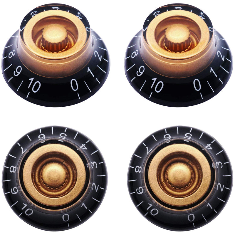 Taiss 4Pcs Amber Top Hat Bell Style Knobs Electric Guitar Bass Speed Volume Tone Control Knobs Fits 6mm/0.24" Rotary Shaft Musical Instruments And Radios Parts Replacement KNOB-S33