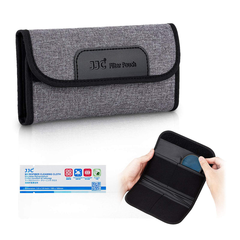 4 Pockets Filter Case for Round Filter Up to 58mm (37mm 40.5mm 43mm 46mm 49mm 52mm 55mm 58mm), Foldout Lens Filter Pouch with Microfiber Cleaning Cloth, Professional Photography Filter Bag 4 Pockets-up to 58mm