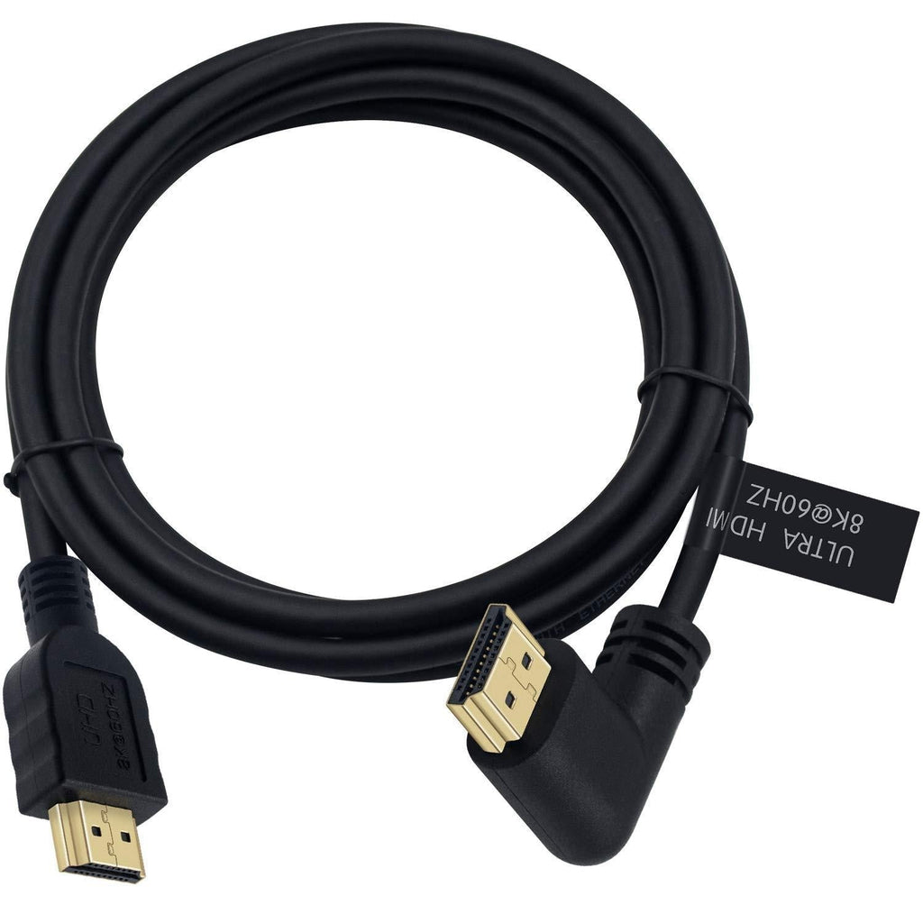 Poyiccot 8K HDMI 2.1 Cable 6feet，8K HDMI 48gbps 90 Degree Right Angle HDMI Male to Male HDMI 2.1 Cable with 8K 60Hz Video and 3D HDR for TV/Xbox /PS4 /PS5(M/M Right) 8k HDMI Right Angle Cable