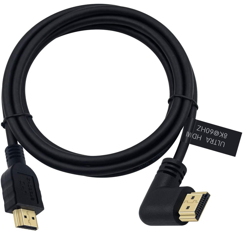 Poyiccot 8K HDMI 2.1 Cable 6feet，8K HDMI 48gbps 90 Degree Left Angle HDMI Male to Male HDMI 2.1 Cable with 8K 60Hz Video and 3D HDR for TV/Xbox /PS4 /PS5(M/M Left) 8k HDMI Left Angle Cable