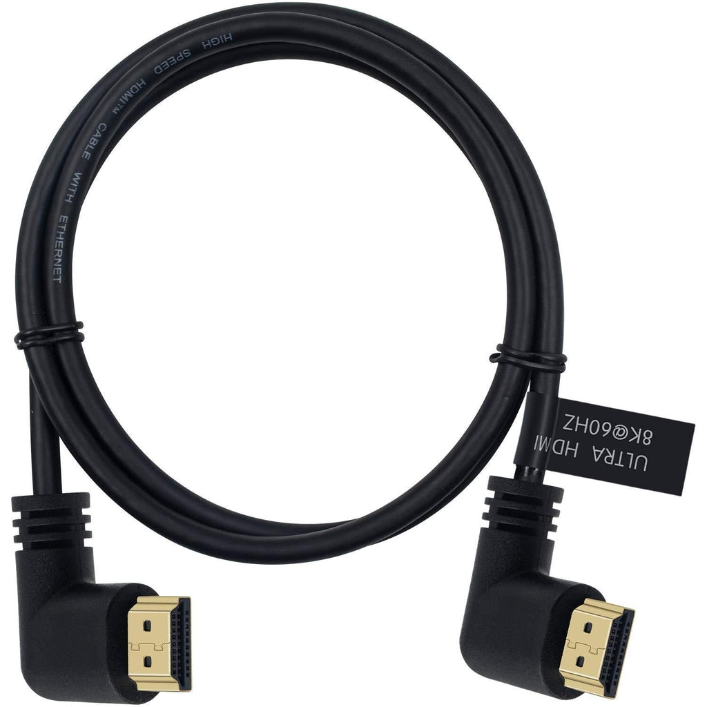 Poyiccot 8K HDMI 2.1 Cable 3.3feet/1M，8K HDMI 48gbps 90 Degree Left Angle HDMI Male to Left Angle HDMI 2.1 Cable with 8K 60Hz Video and 3D HDR for TV/Xbox /PS4 /PS5 8K HDMI Cable M/M Left-Left