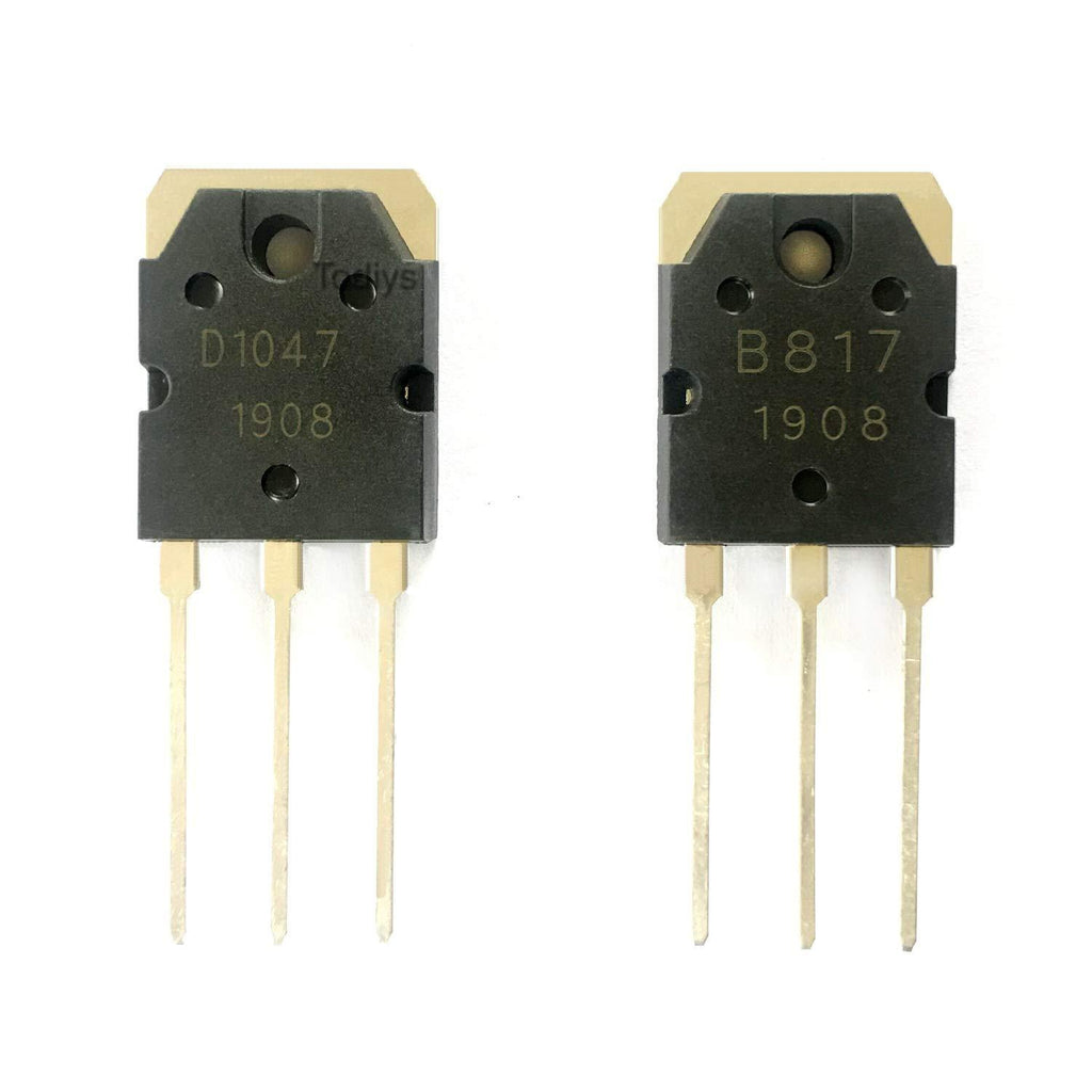 Todiys New 2Pair for 2Pcs D1047 2SD1047 2SD1047E + 2Pcs B817 2SB817 2SB817E to-3P Silicon NPN Power Transistors D1047E + B817E