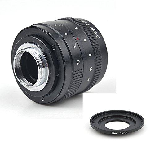 Pixco APS-C Television CCTV 50mm F1.8 Lens for C Mount Camera + 16mm C Mount Adapter for Micro Four Thirds 4/3 Camera