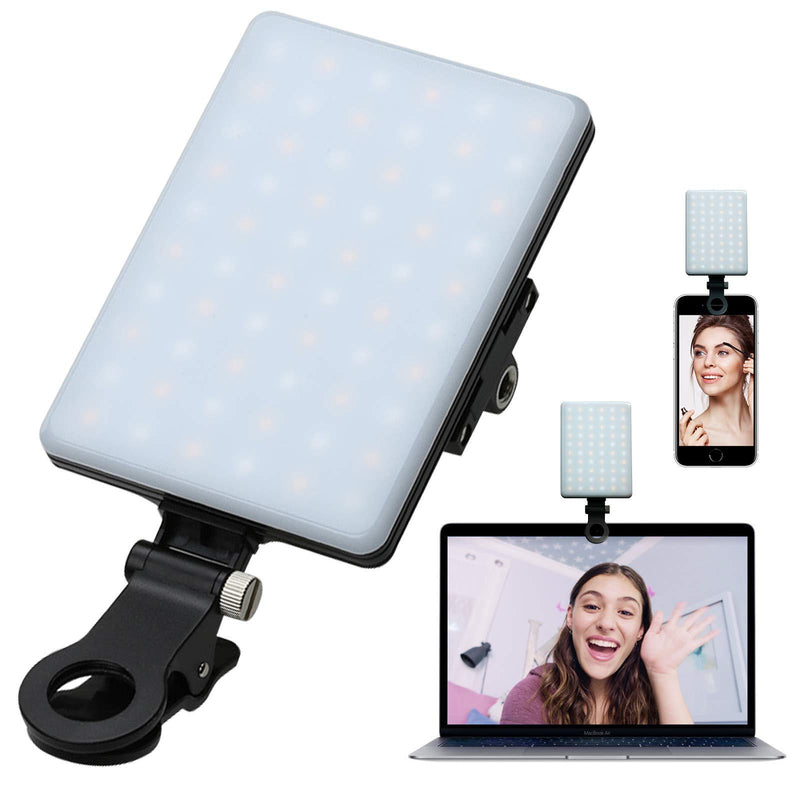 Video Conference Lighting for Computer&MacBook, 60 LED Rechargeable Laptop Webcam Lighting for Video Recording, Zoom Lighting for Computer, Remote Working, Zoom Calls, Self Broadcasting,Live Streaming