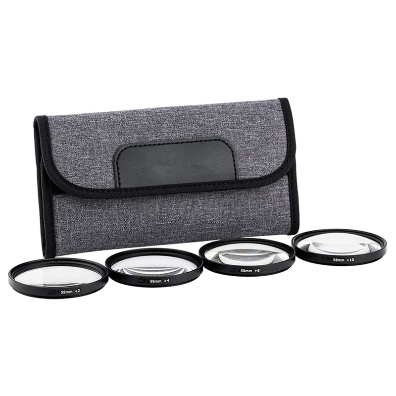 62mm Close-Up Filter Set (+2 +4 +8 and +10 Diopters) Magnificatoin Kit with Protective Storage Pouch for Digital Cameras and Camcorders