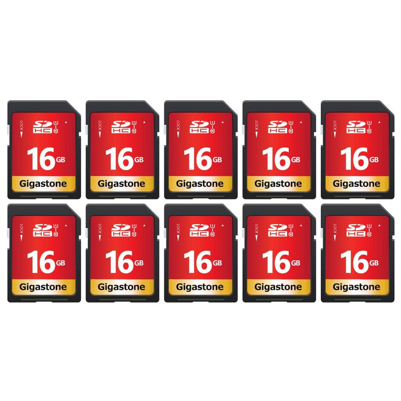 Gigastone 16GB 10-Pack SD Card UHS-I U1 Class 10 SDHC Memory Card High-Speed Full HD Video Canon Nikon Sony Pentax Kodak Olympus Panasonic Digital Camera SD 16GB U1 10-Pack
