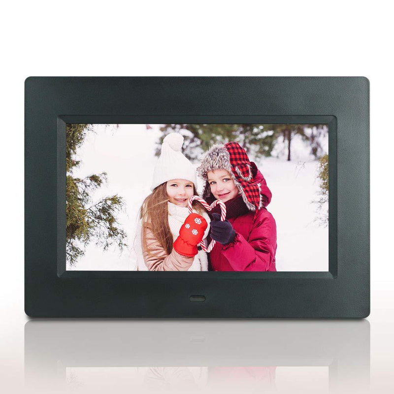 7 Inch Digital Picture Photo Frame 1280x800 IPS Display Photo Video Player with Remote Control/Slideshow/Calendar/Clock, Electronic Photo Picture Frames Support USB/MMC/SD Card 7010-Black
