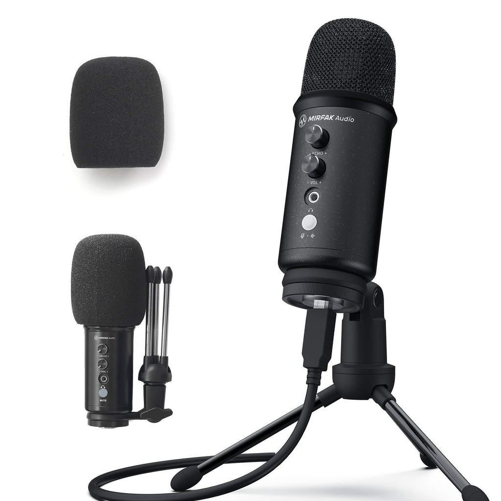 Mirfak TU1 USB Desktop Microphone, Plug and Play USB Microphone with Pop-Filter & Tripod Stand for Streaming, Karaoke, Gaming, Vocal Recordings, YouTube Videos, Compatible with iOS/Windows
