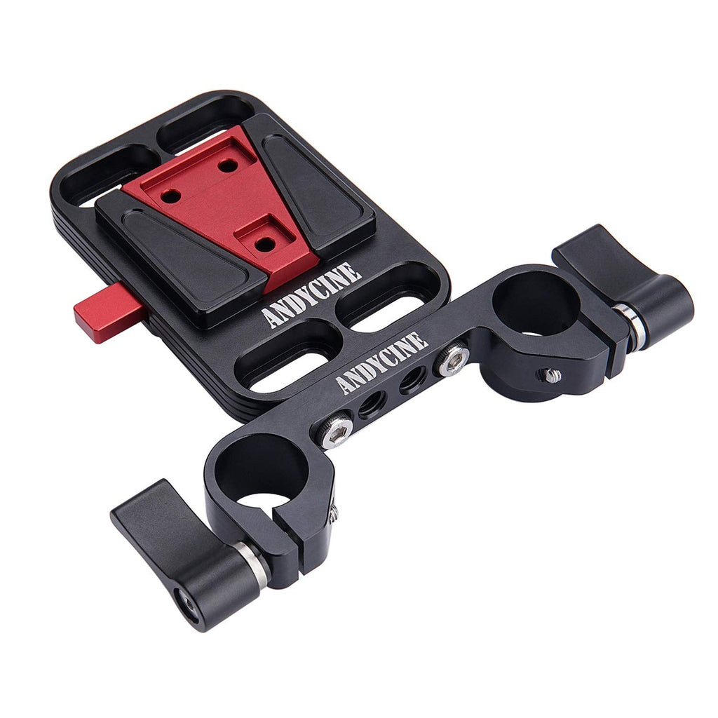 ANDYCINE Pocket V-Lock Plate Quick Release Assembly V-Mount Plate with 15mm Rod Clamp for All V Mount Battery